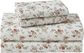 Laura Ashley - Flannel Sheets Full Size, Anti-Pilling & Wrinkle Resistant Cotton, Touchably Soft for All-Season Comfort - Bed Sheets with Matching Pillowcases & Fitted Sheet (Le Fleur Orange)