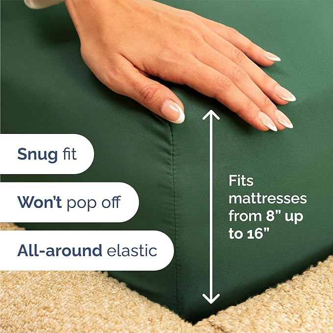 Queen Sheets Set 6 Piece - Includes 4 Pillowcases - Bed Sheets Queen Size - Soft Hotel Luxury Bedding - Cooling, Comfy, Cozy & Breathable - 1 Flat & 1 Fitted & 4 Pillowcases w/ Deep Pockets - Emerald