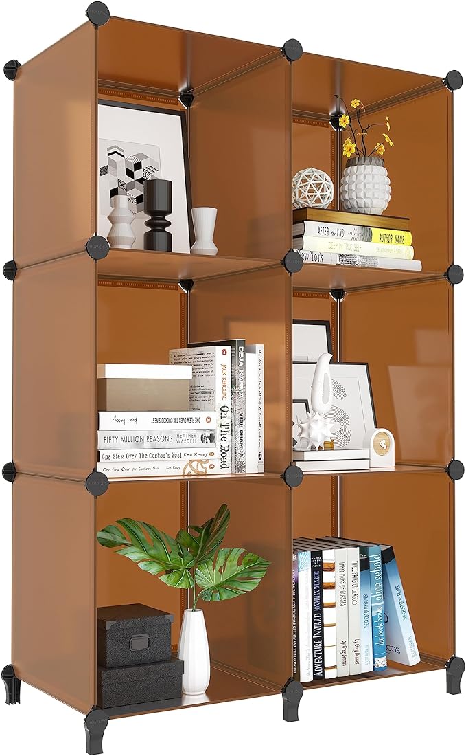 6-Cube Storage Organizer, Closet Organizer Storage Shelf Bookcase Bookshelf with Metal Hammer, Storage Cubes Organizer Cabinet for Kids, Closet, Bedroom, Bathroom, (11.8x11.8x11.8 inch)