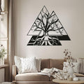 Metal Viking Wall Decor, Tree of Life Metal Wall Art, Norse Viking Decor, Norse Pagan Decor, Pagan Wall Decor, Tree of Life Wall Sculpture, Scandinavian Home Decor, Godly Home Decor (Black, 24"x14"|60x60cm)
