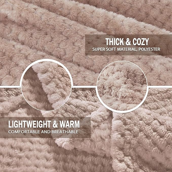 Exclusivo Mezcla Fleece Throw Blanket Extra Large, Super Soft and Warm Blankets for Couch, Sofa and Bed Waffle Textured, Cozy, Fuzzy and Lightweight (Camel, 50x70 Inches)