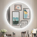 28 Inch Round LED Bathroom Mirror, Front & Backlit Lighted Bathroom Mirror Wall Mounted, 6000K Daylight, Dimmable, Anti-Fog, CRI 90+