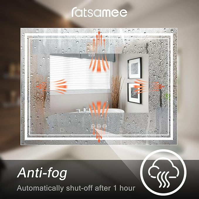 40x32 Inch Led Mirror for Bathroom with Front Light and Backlit, Dimmable Anti Fog Wall Bathroom Mirror with Led Lights, Water Proof, Decor Vanity Mirror