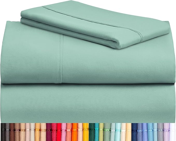 LuxClub Twin XL Sheets - Soft Kids Twin Bed Sheets for Boys and Girls, 3 PC Deep Pockets Wrinkle Free Kids Fitted Sheets Machine Washable Hotel Bedding Silky Soft- Light Teal Twin XL