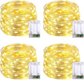JMEXSUSS 4 Pack 50 LED Christmas Fairy Lights Battery Operated, 16ft Warm White Fairy Lights for Bedroom Wedding Patio Party DIY Mason Jar Decorations