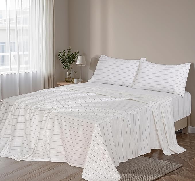 RUVANTI Flannel Sheets King Size - 100% Cotton Brushed King Size Sheets Set - Deep Pockets 16 Inches Bed Sheets - All Seasons Breathable & Extra Soft - Warm & Cozy, 4 Piece, Running Dots