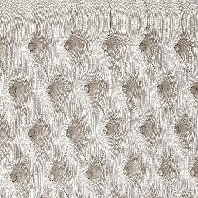 24KF Upholstered Tufted Button Linen Fabric Headboard,Comfortable Fashional Headboard King/CA King Size,Ivory