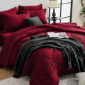 HEVUMYI Red King Comforter Set - 7-Piece All Season Bed in a Bag King, Ultra Soft Bedding Set with Comforter, Flat Sheet, Fitted Sheet, Pillowcases, Pillow Shams