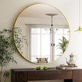 HARRITPURE 48 Inch Round Mirror, Gold Circle Bathroom Mirror, Modern Aluminum Alloy Frame Large Vanity Wall Mirror for Living Room, Bedroom, Entryway