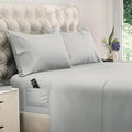 DREAMCARE California King Sheet Sets – 4 pcs Cooling Sheets – up to 21” Deep Cal King Sheets – Hotel Luxury Pillowcases – Superior Softness 100% Fine Microfiber with Side Pocket – Light Gray