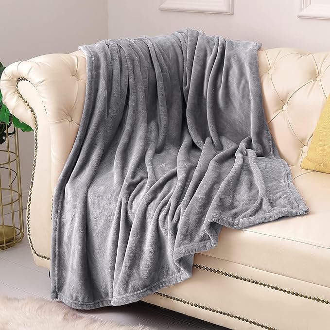KMUSET Fleece Blanket Twin Size Grey Lightweight Throw Blanket Super Soft Cozy Microfiber Blanket Factory Shop