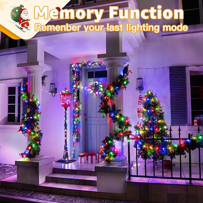 Ollny Outdoor Christmas Lights 1000LED 328FT, Multicolor Fairy Lights IP67 Waterproof, Plug in String Light with Remote 8 Modes Timer, Xmas Light for Outside Indoor House Tree Decorations