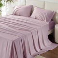 Bedsure Queen Sheet Set, Rayon Derived from Bamboo, Cooling Sheets, Breathable & Soft, Deep Pocket Up to 16 Inches, Hotel Luxury Silky Bedding for Hot Sleepers, Lavender