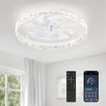 LEDIARY 24 Inch Ceiling Fans with Lights and Remote, Modern Dimmable Low Profile Ceiling Fan, White Flush Mount Ceiling Fan with 3 CCT and 6 Speeds