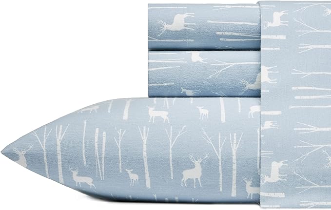 Eddie Bauer - Twin Sheets, Cotton Flannel Bedding Set, Brushed For Extra Softness, Cozy Home Decor (Birch Forest, Twin)