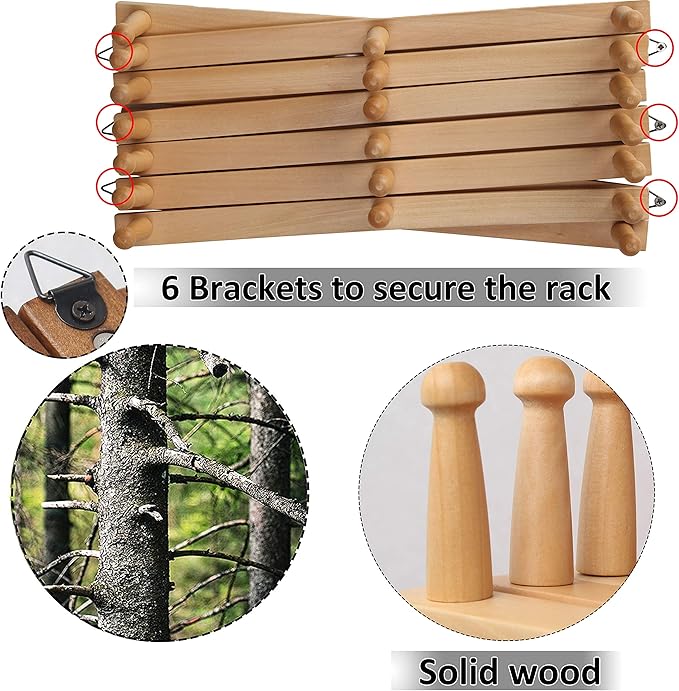 WEBI Accordion Wall Hanger,Expandable Wooden Coat Rack Wall Mounted,Accordion Hat Rack for Wall,Accordion Hook Rack for Hats,Caps,20 Peg Hooks,Natural