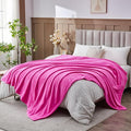 NEWCOSPLAY Super Soft King Blanket Hot Pink Premium Silky Flannel Fleece Leaves Pattern Lightweight Bed Blanket All Season Use (Hot Pink, King(90"x110"))