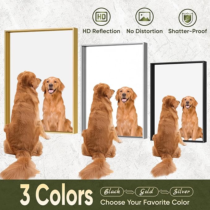 Suidia Bathroom Mirror, 55" x 36" Wall Mirror Metal Framed, Bathroom Vanity Mirror for Living Room Bedroom Bathroom Entryway, Black, Rect Corner Style