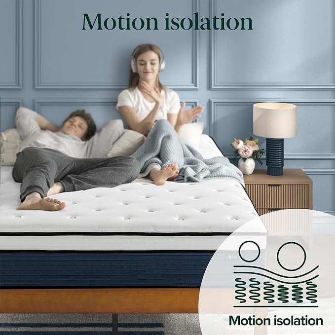 ZINUS 14 Inch Cooling Comfort Support Hybrid Mattress [New Version], California King, Fiberglass Free, Medium Plush, Cooling Motion Isolation, Certified Safe Foams & Fabric, Mattress in A Box