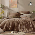 Monbix King Size Comforter Set, Brown King Bedding Set Reversible, King Comforter Set 7 Pieces, Cationic Dyeing Bed in a Bag with Comforter, Sheets, Pillowcases & Shams