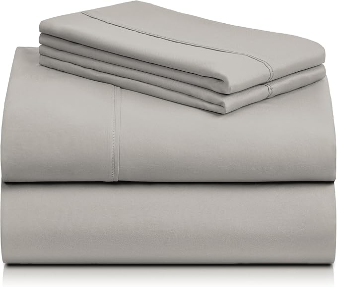 LuxClub 4 PC California King Sheet Set, Breathable Luxury Bed Sheets, Deep Pockets Wrinkle Free Cooling Sheets Machine Washable Hotel Bedding Silky Soft - Light Taupe Cal King