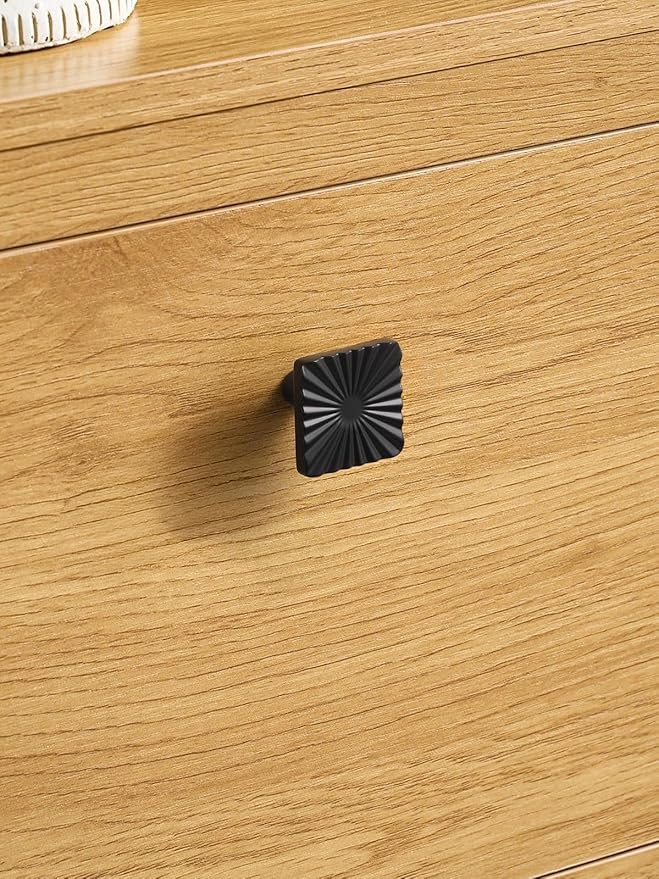 5 Pack Black Cabinet Knobs Square Drawer Pulls Bathroom Dresser Handles Hardware Zinc Alloy
