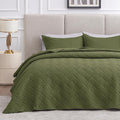 Love's cabin King Size Quilt Bedding Set Olive Green Bedspreads - Bed Summer Lightweight Bedspread Comforter - Wave Pattern Bedding Coverlet for All Season - 3 Pieces (1 Quilt, 2 Pillow Shams)