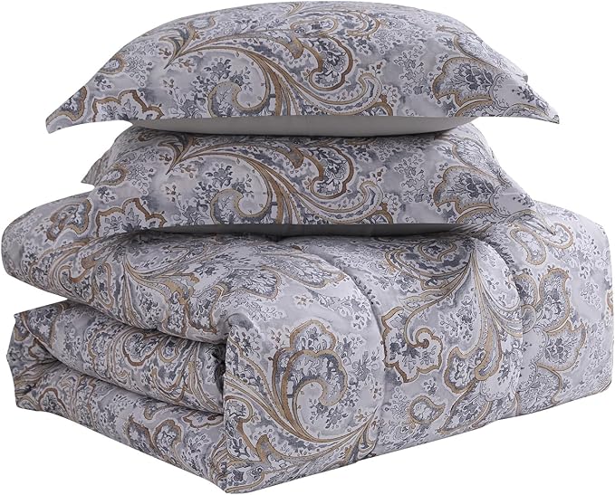 Paisley Comforter Set Twin Size with Sheets Bed in a Bag – Deep Pocket Fitted Sheet with Elastic Corners, Cozy Comforter, Pillowcases & Shams – Soft Microfiber All Season Bedding – Machine Washable