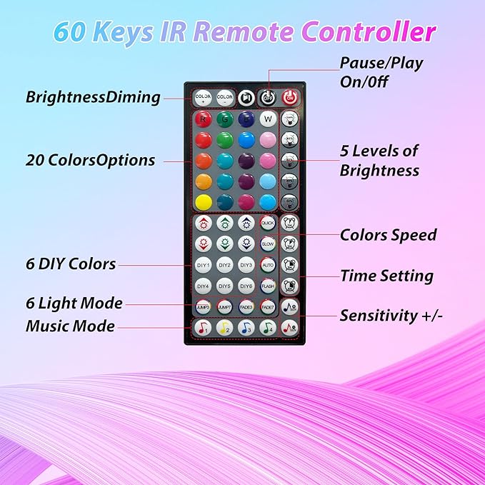 50 ft LED Lights for Bedroom Music Sync RGB LED Strip Lights with APP & Remote Control LED Lights for Room Home Party Christmas Wall Decor (1 Roll of 50ft)
