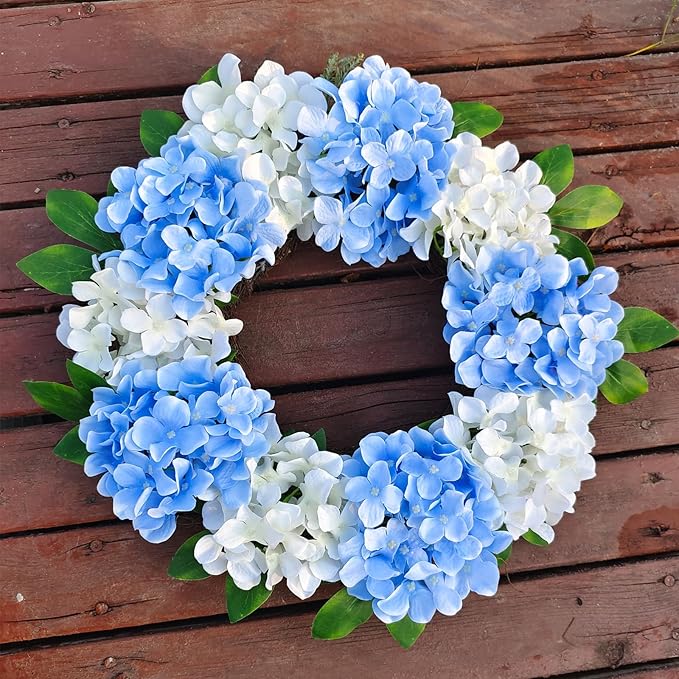 20 Pcs Blue Hydrangea Artificial Flowers Bulk, Faux Hydrangea Flowers Heads, Artificial Fake Silk Hydrangea Flowers with Stems, Blue Flowers Artificial for Decoration Wedding Décor