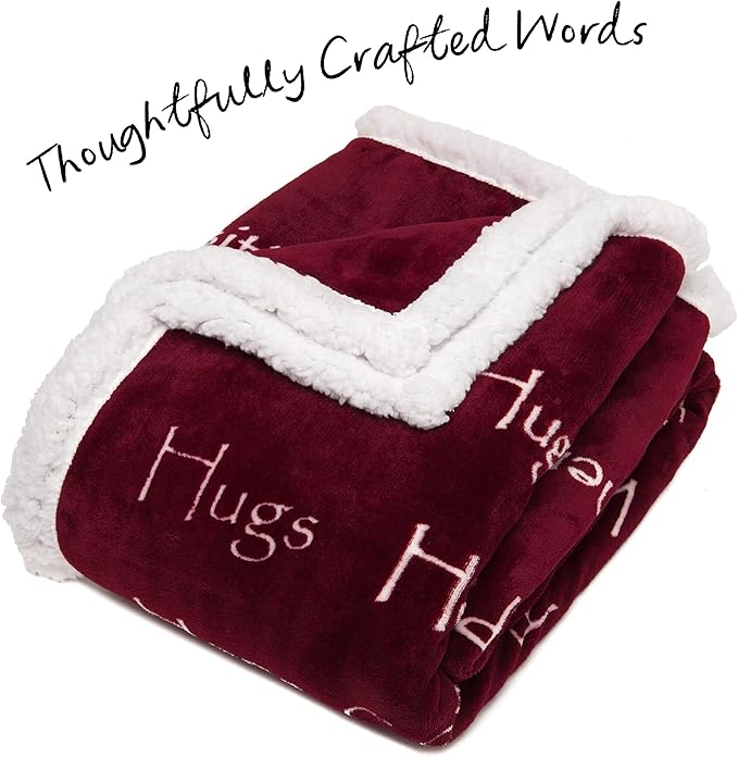 Chanasya Premium Sympathy Warm Hugs Gift Throw Blanket - Healing Gift Cancer Chemo Survivor Get Well Caring Gifts - Comfort Red Gift Blanket for Love Support Strength - Women Men Friend - Maroon