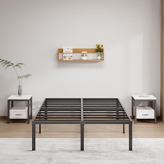 Metal Bed Frame Queen Size - 18 Inch Heavy-Duty Queen Platform Bed Frame No Box Spring Needed, Easy Assembly, Noise-Free, Sturdy Mattress Foundation, Underbed Storage Space