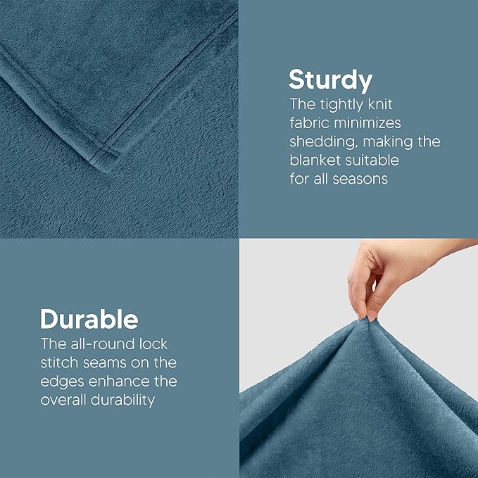Utopia Bedding Fleece Blanket King Size Stone Blue 300GSM Luxury Fuzzy Soft Anti-Static Microfiber Bed Blanket (90x102 Inch)