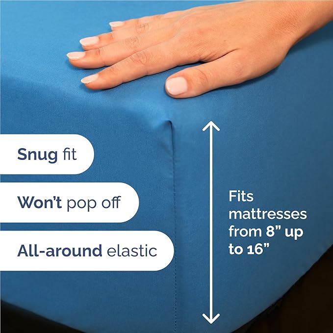 Twin XL Sheet Set 4 Piece - Bed Sheets Twin Size - Soft Hotel Luxury Bedding - Cooling, Comfy & Breathable - 1 Flat & 1 Fitted and 2 Pillowcases with Deep Pockets - Wrinkle and Fade Free - Denim Blue