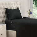 DREAMCARE Twin Sheets - 3pcs Cooling Sheets – up to 21” Extra Deep Pocket Twin Bed Sheets - Twin Sheet Set - Bed Sheets - Soft & Long Lasting 100% Fine Brushed Polyester with Side Pocket - Black
