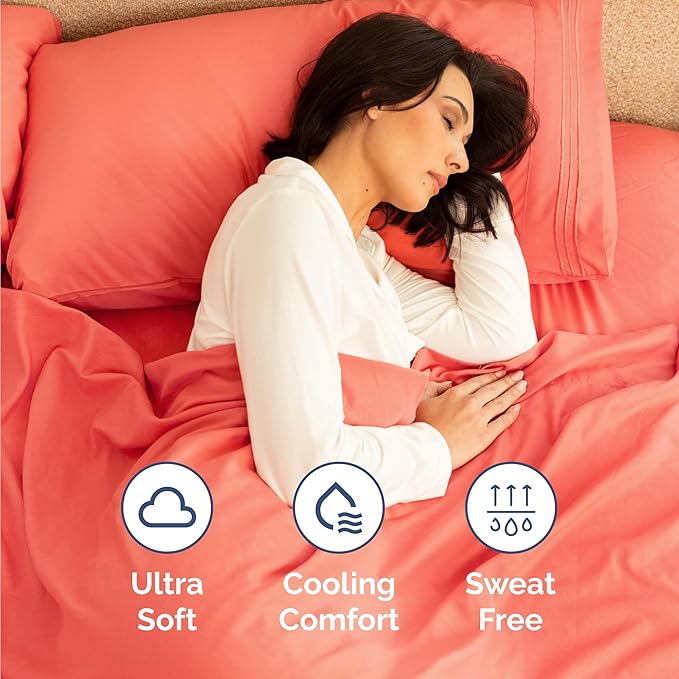 Twin Size 3 Piece Sheet Set - Comfy Breathable & Cooling Bed Sheets Set - Hotel Luxury Bedding for Women, Men, Kids, Teens, Boys & Girls - Deep Pockets, Ultra-Soft and Wrinkle Free - Oeko-Tex - Coral