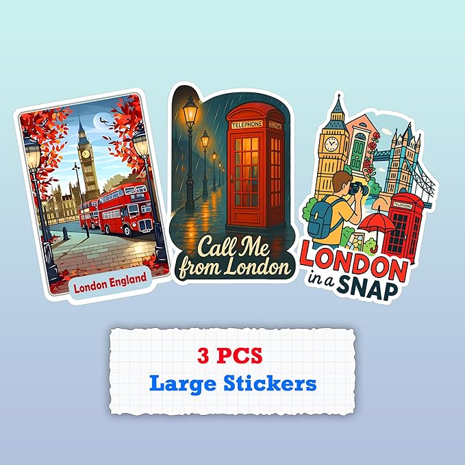 100 Pieces England Sticker London Travel Funny Stickers Vinyl Waterproof for Kids Adults Car, Wall Decor Decal, Hard hat Scrapbook Laptop Phone Birthday Christmas Gift