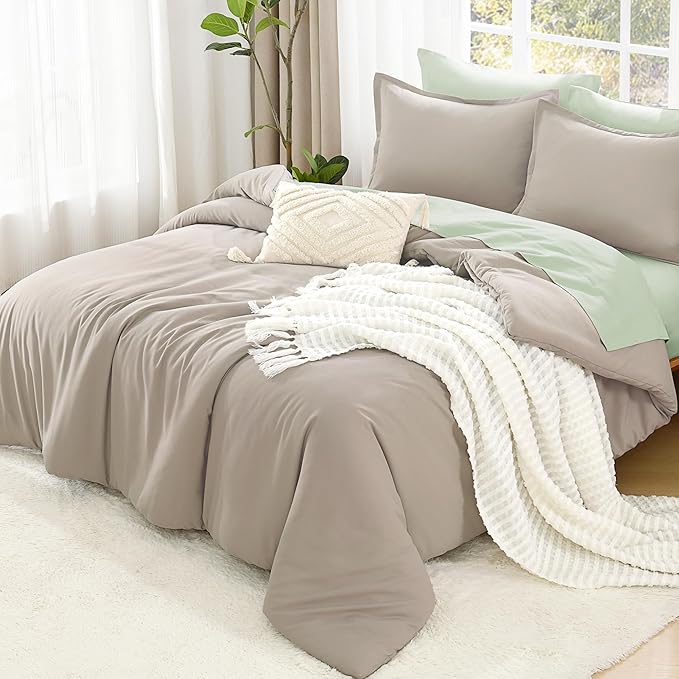 Litanika Twin XL Comforter Set Oatmeal - 2 Pieces Extra Long Bed Set for College Dorm, All Season Bedding Set for Girls and Boys