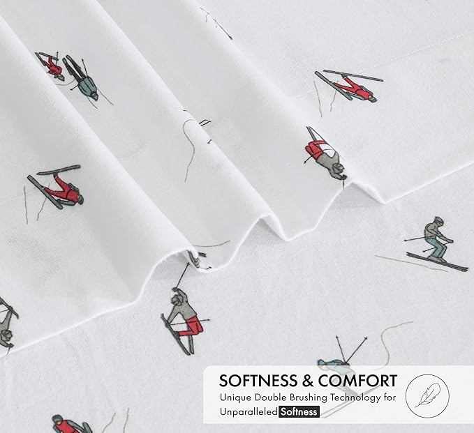 RUVANTI Flannel Sheets Twin XL Size - 100% Cotton Double Brushed Twin XL Sheet Sets, Deep Pockets 16 Inches, All Seasons Breathable & Extra Soft Bed Sheets, Warm & Cozy, 3 Piece, Flurry Friends