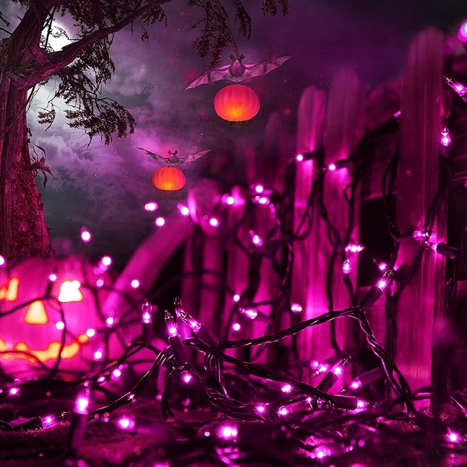 Toodour Purple Halloween Lights, 75ft 300 Count Incandescent Halloween String Lights, UL Certified Connectable Mini Bulbs String Lights for Home, Garden, Porch, Yard, Patio, Party, Indoor Decoration