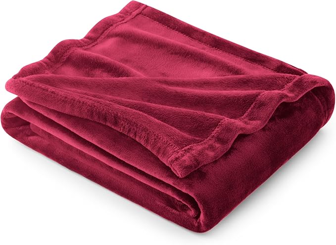 Bedsure GentleSoft Fleece Blanket Twin Size Red - 300GSM Lightweight Plush Fuzzy Cozy Soft Warm Blanket for Bed, Sofa, Couch, Travel, Camping, 60x80 inches