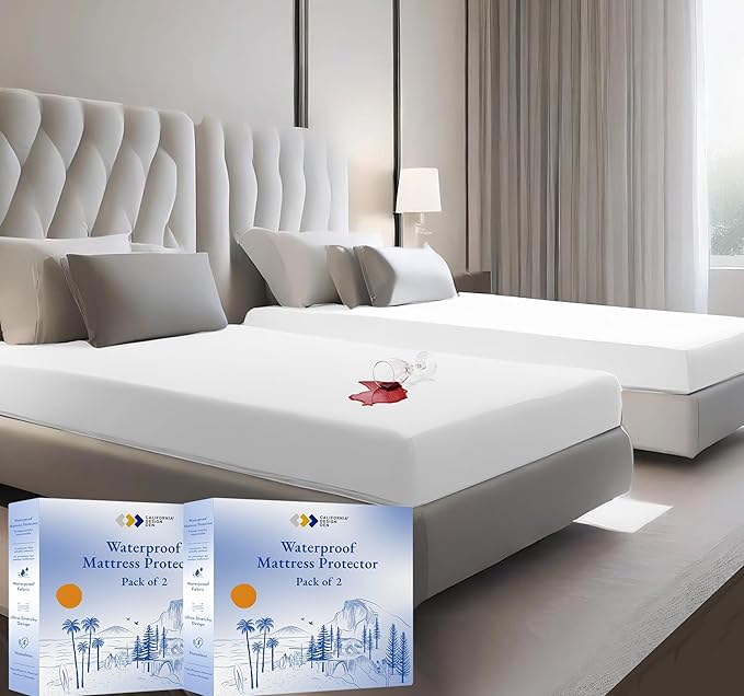 2-Pack Waterproof Mattress Protector for Full Size Bed - Soft, Noiseless, Cooling, Full Bed Mattress Protector with Deep Pockets to Fit 8-20 inch Mattress