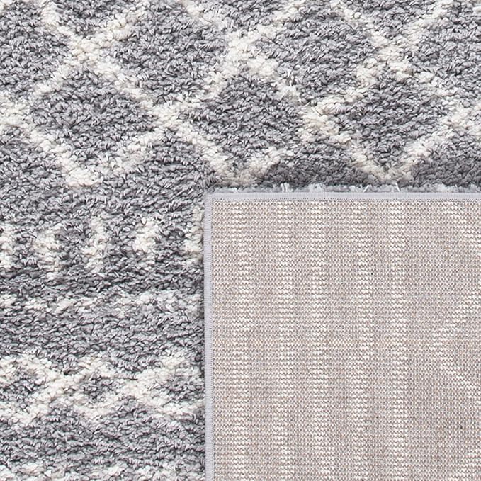 SAFAVIEH Arizona Shag Collection Runner Rug - 2'3" x 6', Grey & Ivory, Moroccan Design, Non-Shedding & Easy Care, 1.6-inch Thick Ideal for High Traffic Areas in Living Room, Bedroom (ASG741G)