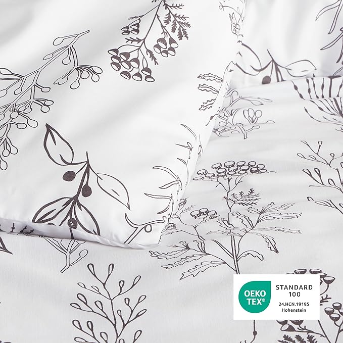Bedsure Queen Comforter Set - Bright White Bed Set, 3 Pieces Cute Floral Bedding, 1 Soft Reversible Botanical Flowers Comforter and 2 Pillow Shams