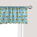 Ambesonne Cartoon Window Valance, Summer Style Funny Demonstration of Happy Flying Characters and Hexagon Comb, Curtain Valance for Kitchen Bedroom Decor with Rod Pocket, 54" X 18", Sky Blue Mustard