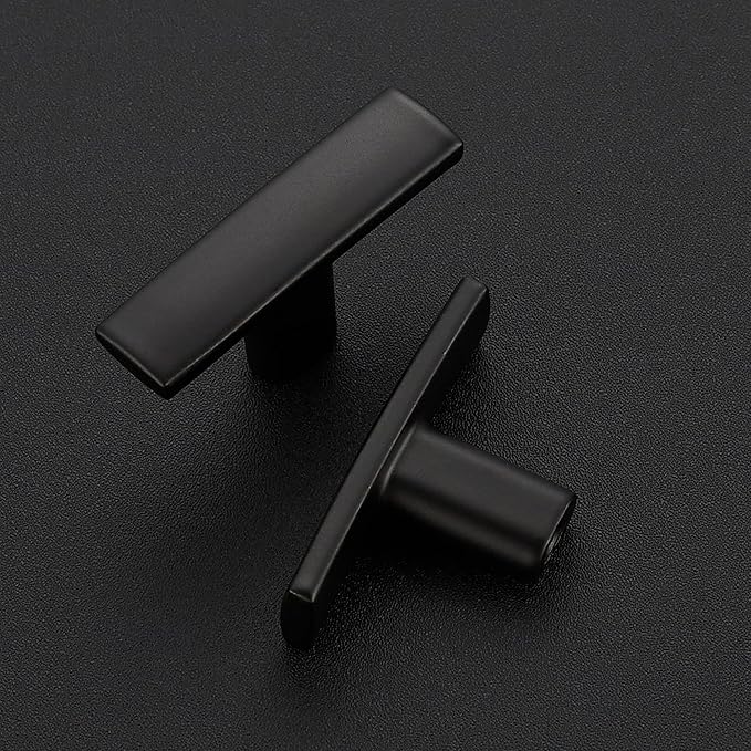 30 Pack Black Cabinet Knobs - Curved Cabinet Pulls Matte Black Knobs for Kitchen Drawer Solid Dresser Pulls for Kitchen Hardware 1-3/4 Inch Length Single Hole