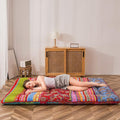 MAXYOYO Bohemian Retro Floor Mattress Vintage Floral Japanese Futon Mattress Roll Up Sleeping Bed King Portable Camping Mattress Floor Lounger Couch Bed Mattress Pad, King