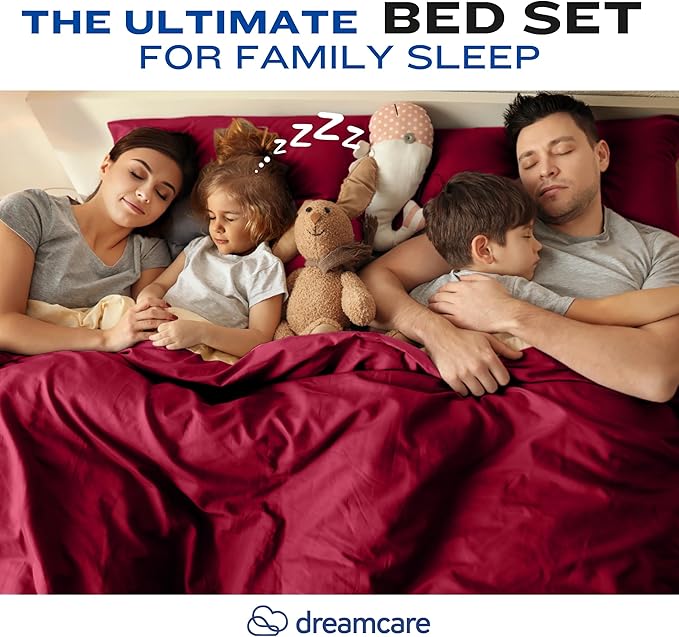 DREAMCARE Twin XL Sheet Sets - 4pc Cooling Sheets XL Twin Sheets - up to 21” Deep Pocket – Hotel Luxury Extra Long Twin XL Bed Sheets 100% Brushed Microfiber with Side Pocket - Burgundy
