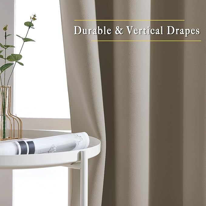 NICETOWN 50% Blackout Taupe Sliding Glass Curtains 2 Panels Set - Window Treatment Thermal Insulated Grommet Light Blocking Sound Reducing Drapes for Bedroom/Living Room, W80 x L84