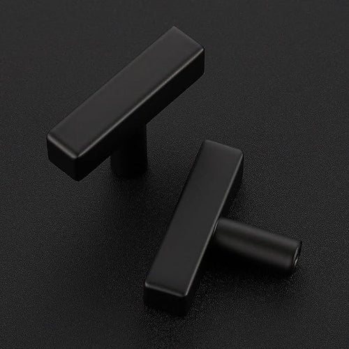 10 Pack Black Cabinet Knobs - Sqaure Bar Cabinet Pulls Matte Black Knobs for Kitchen Drawer Stainless Steel Dresser Hardware 2in Length Single Hole